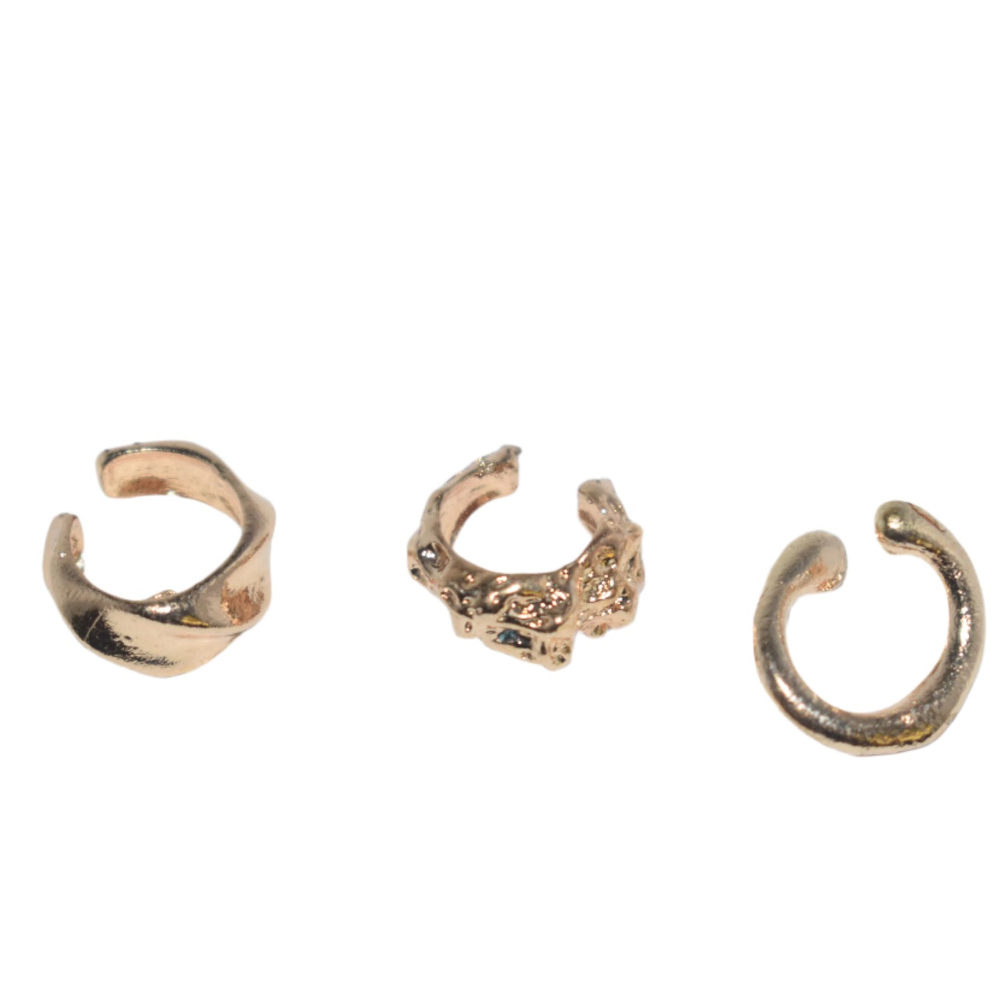 Three-piece vintage clip-on ear cuff set for women, non-piercing design.
Close-up of vintage-inspired non-piercing ear cuffs with delicate detailing.
Woman wearing trendy, non-piercing clip-on ear cuffs in a stylish arrangement.
Side view of the clip-on ear cuff set showcasing vintage and creative design.
Non-piercing ear cuff jewelry set displayed on a jewelry stand, ideal for gifting.
