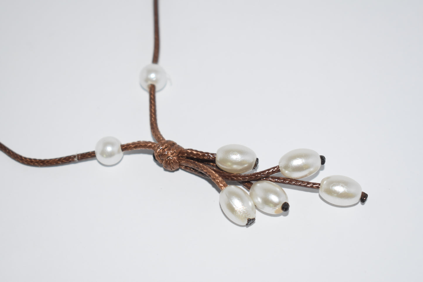 Knotted Leather Pearl Choker
