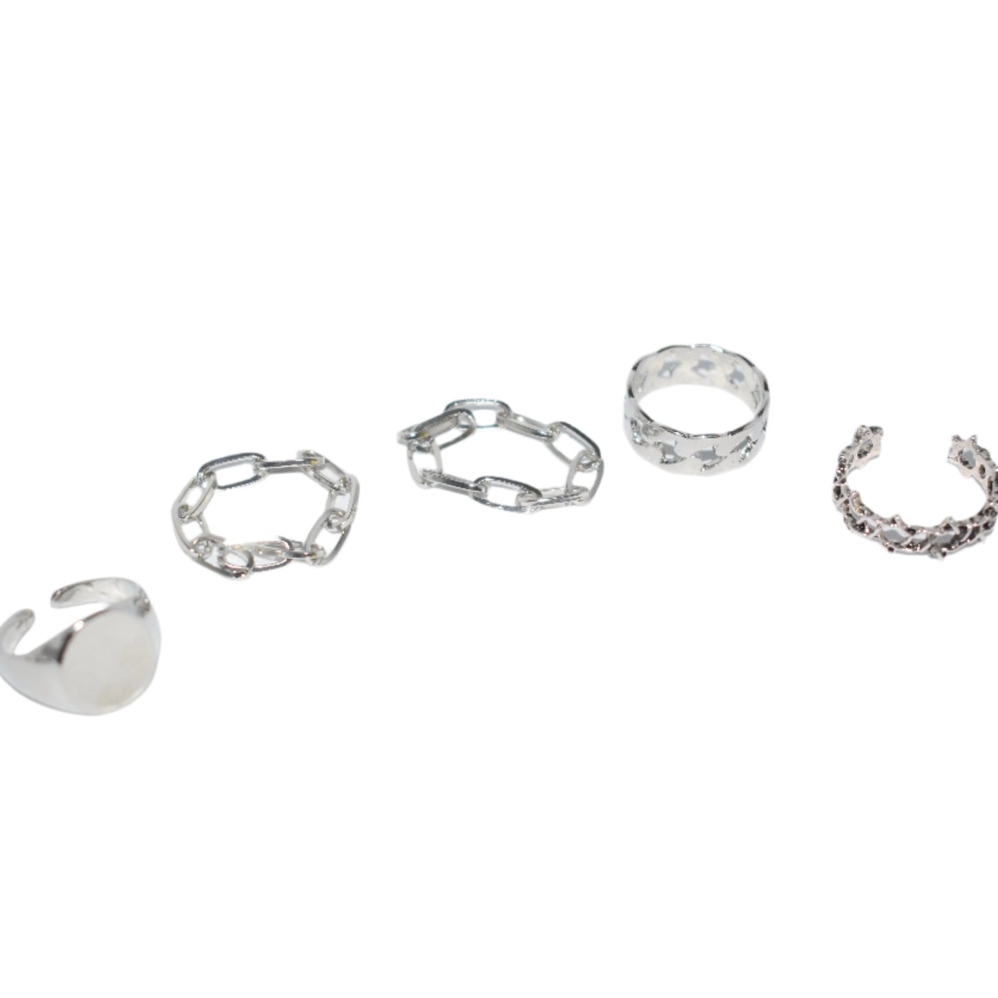 Silver Goth 5 Ring Set | Unisex | Adjustable