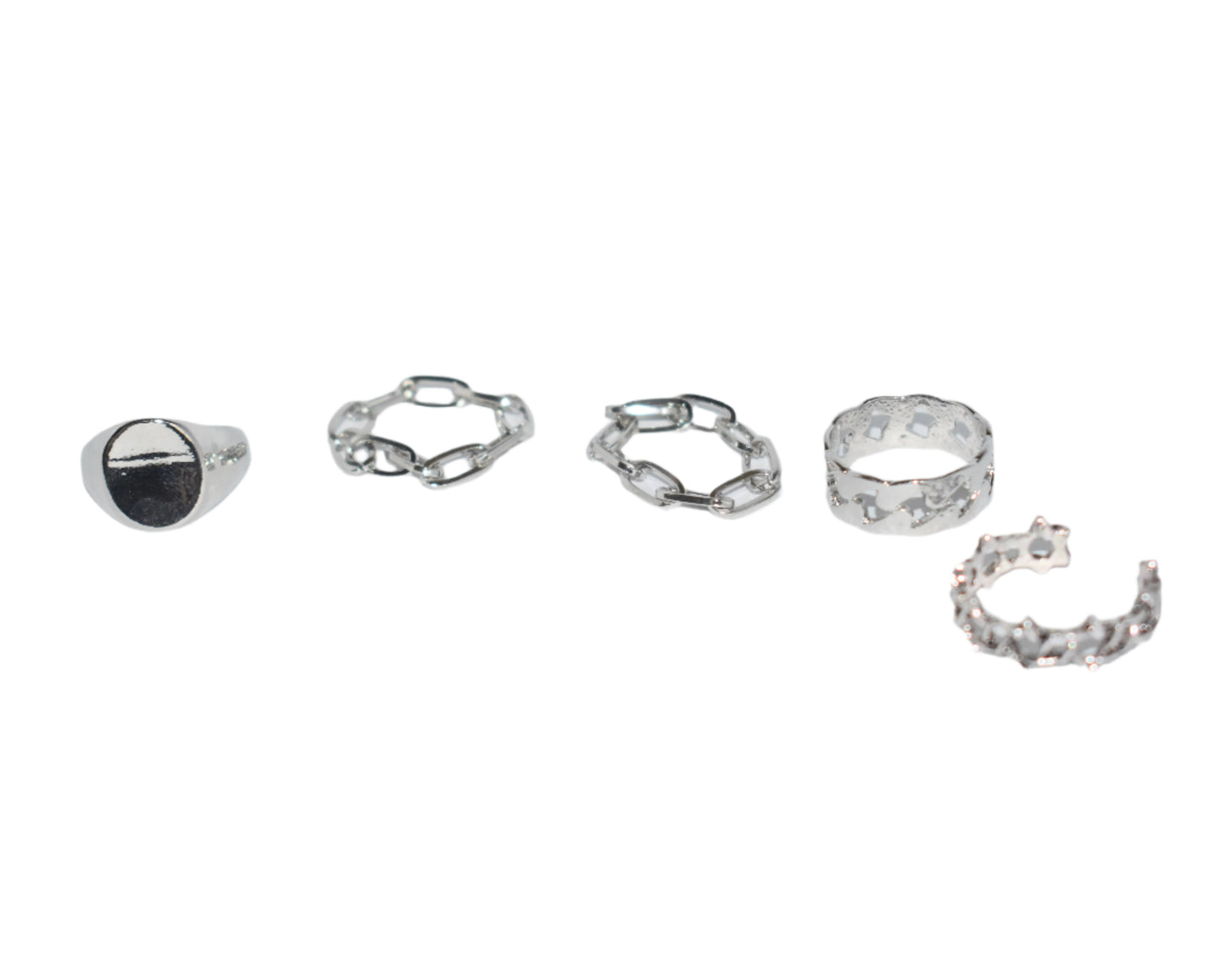 Silver Goth 5 Ring Set | Unisex | Adjustable