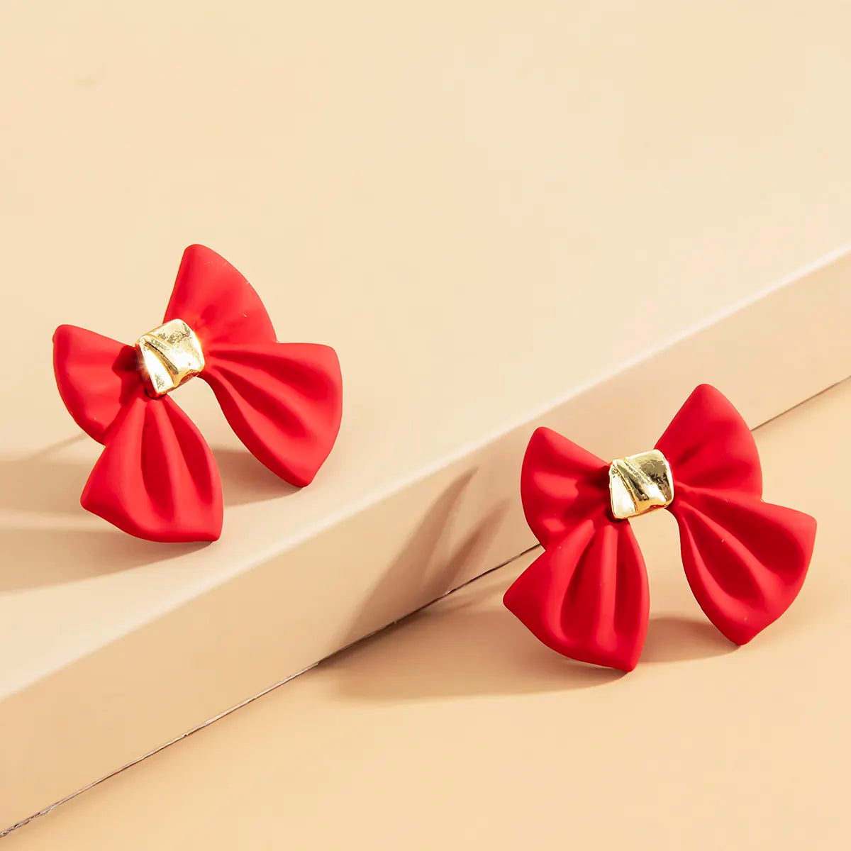 Red Ribbon Charm Earrings