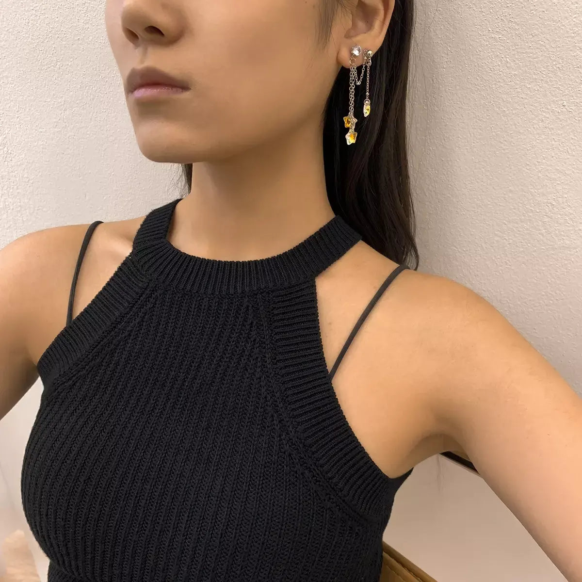 Crystal Zircon Tassel Earrings