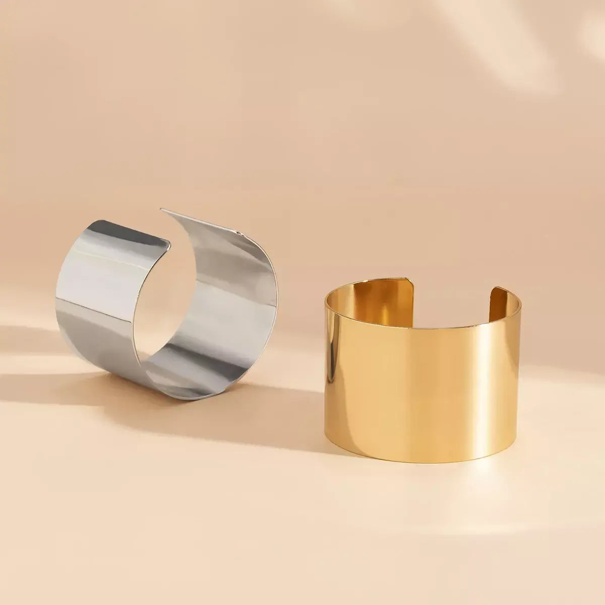 Glossy Metal Cuff | Silver & Golden