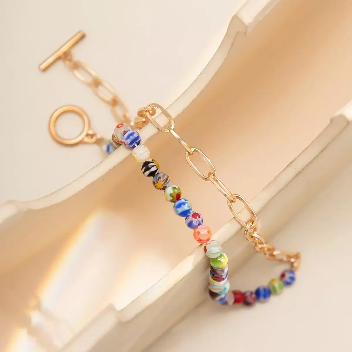 Colorful Glass Bead Toggle Choker