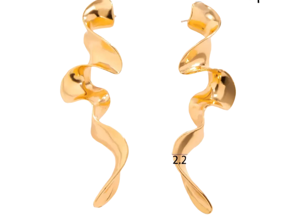 Wave Drop Earring | Metallic Golden