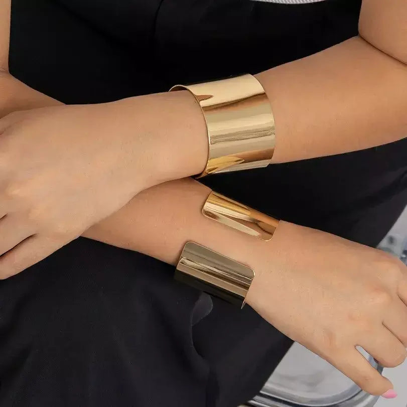 Glossy Metal Cuff | Silver & Golden