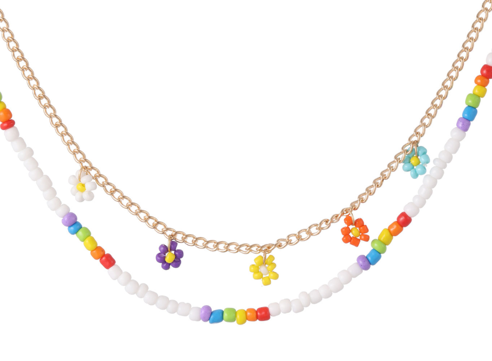 Multi Color Double Layer Beads Necklace