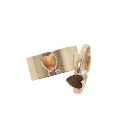 Adjustable Heart Shape Couple Ring Set | Golden