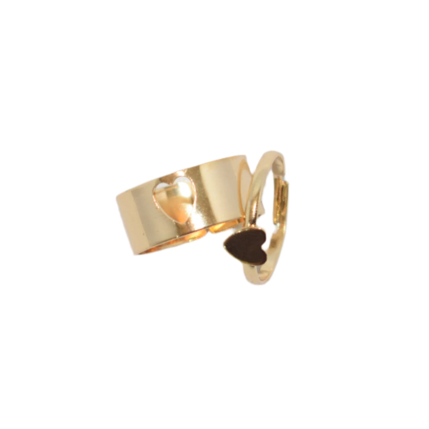 Adjustable Heart Shape Couple Ring Set | Golden