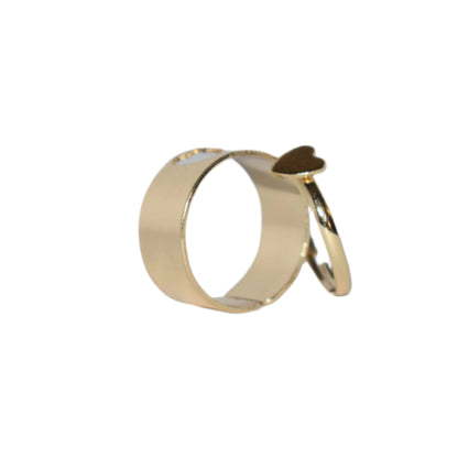 Adjustable Heart Shape Couple Ring Set | Golden