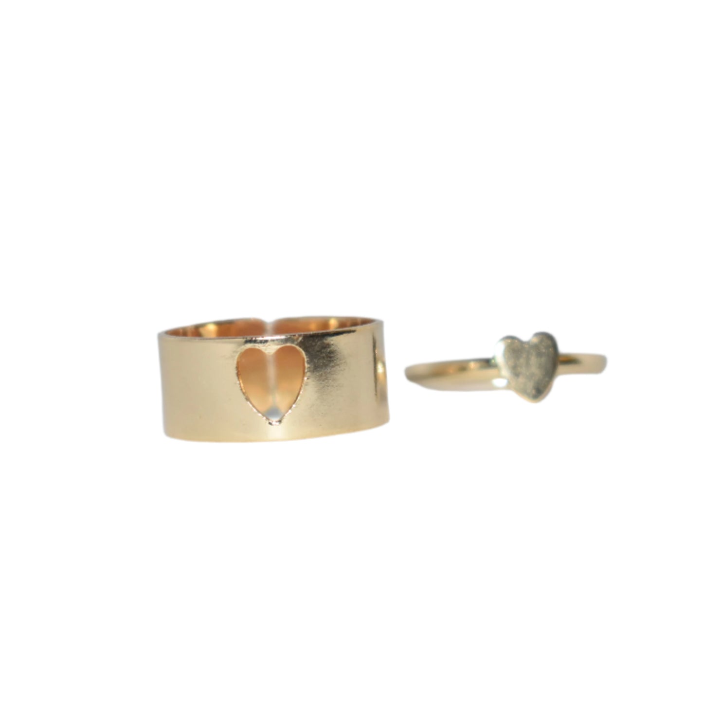 Adjustable Heart Shape Couple Ring Set | Golden