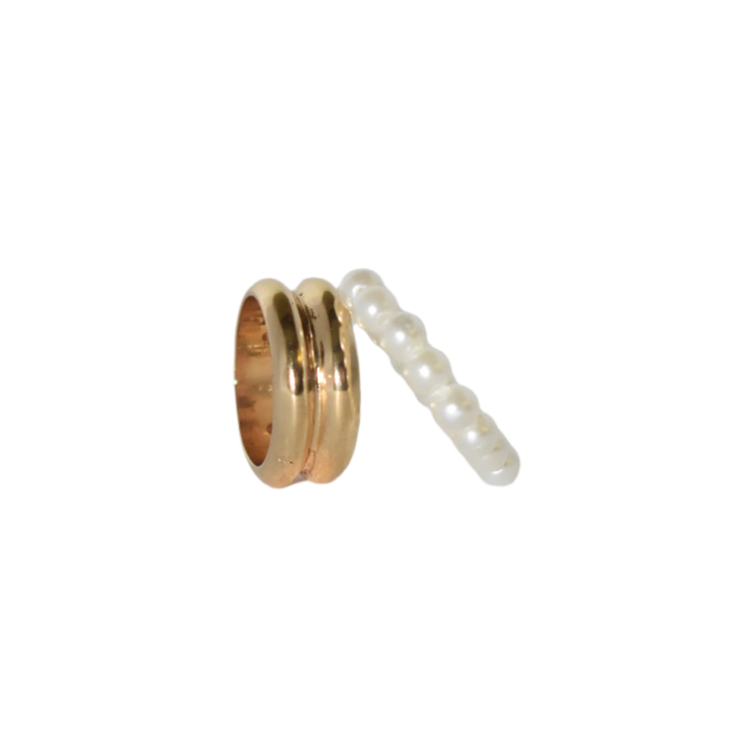 Geometric Pearl Double-Layer Ring Set | Alloy Jewelry