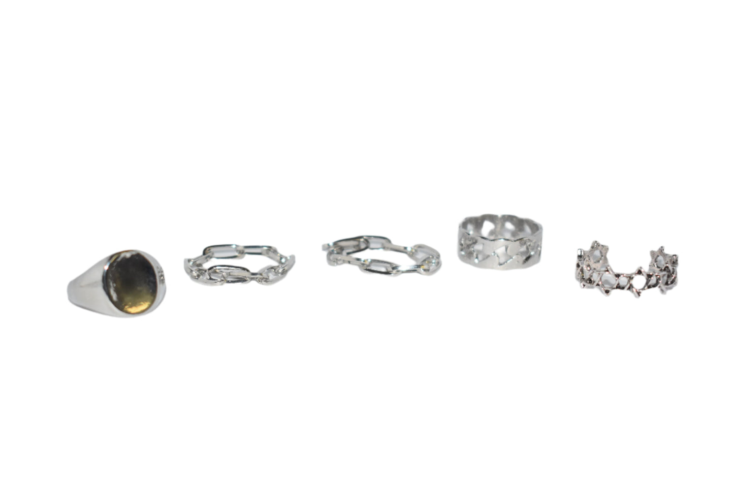 Silver Goth 5 Ring Set | Unisex | Adjustable