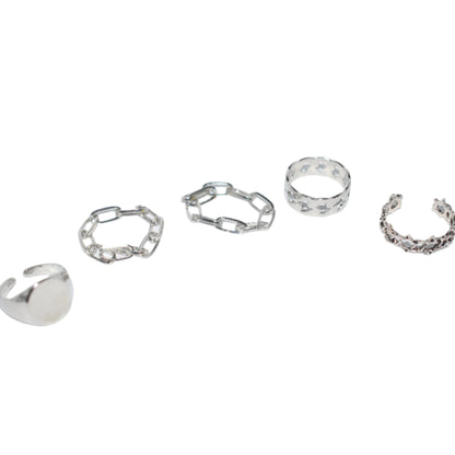 Silver Goth 5 Ring Set | Unisex | Adjustable