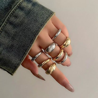 8-Piece Creative Water Drop Ring Set – Geometric Adjustable Rings
