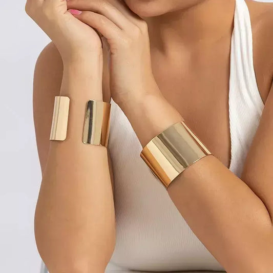 Glossy Metal Cuff | Silver & Golden