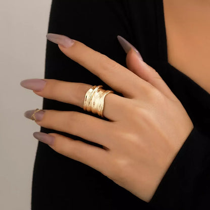 Retro C-Shaped Adjustable Ring | Golden