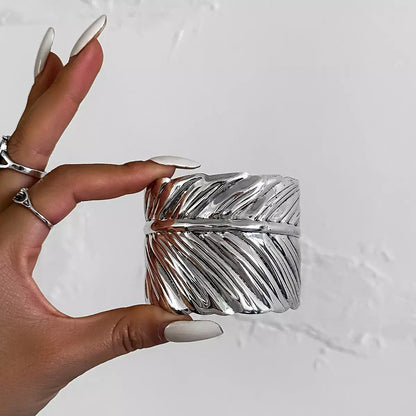 Vintage Feather Wide Cuff Bracelet
