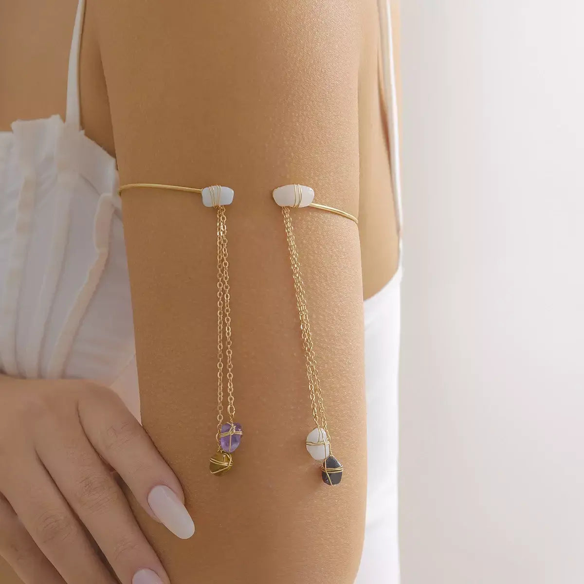 Pastoral Tassel Arm Bracelet | Open Arm Chain Ring