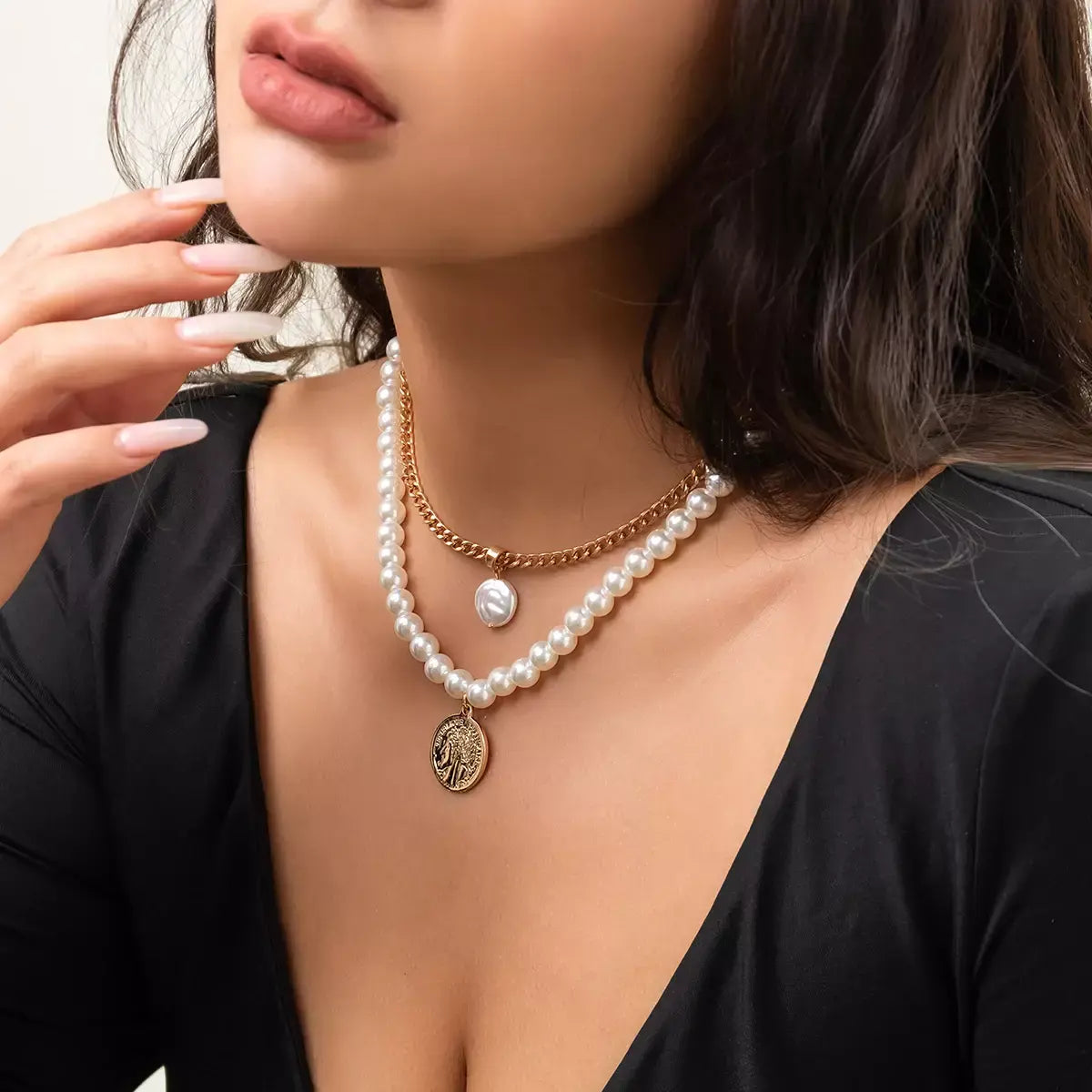 Pearl & Coin Layered Necklace