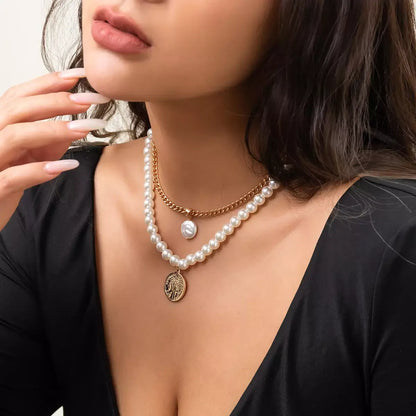 Pearl & Coin Layered Necklace