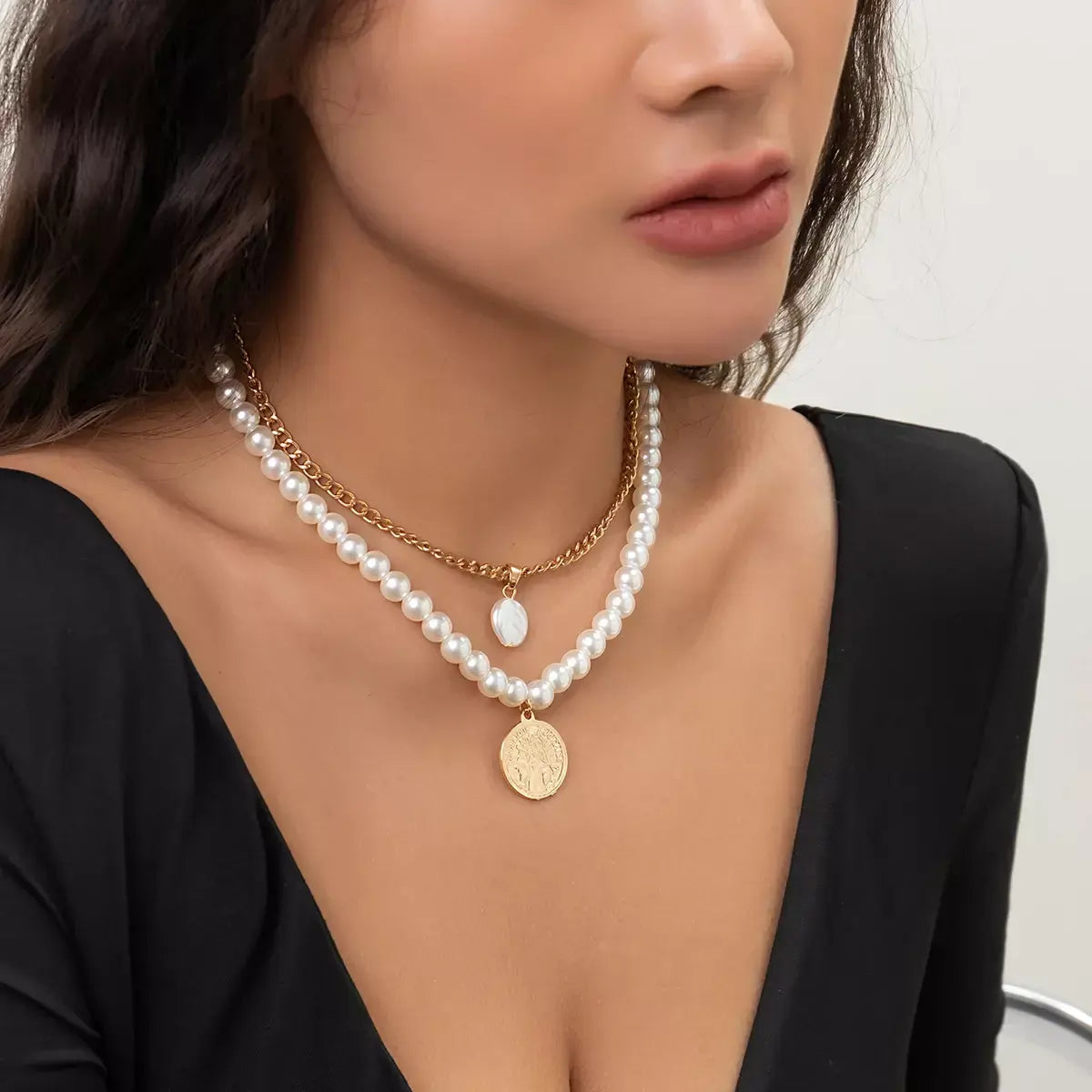 Pearl & Coin Layered Necklace