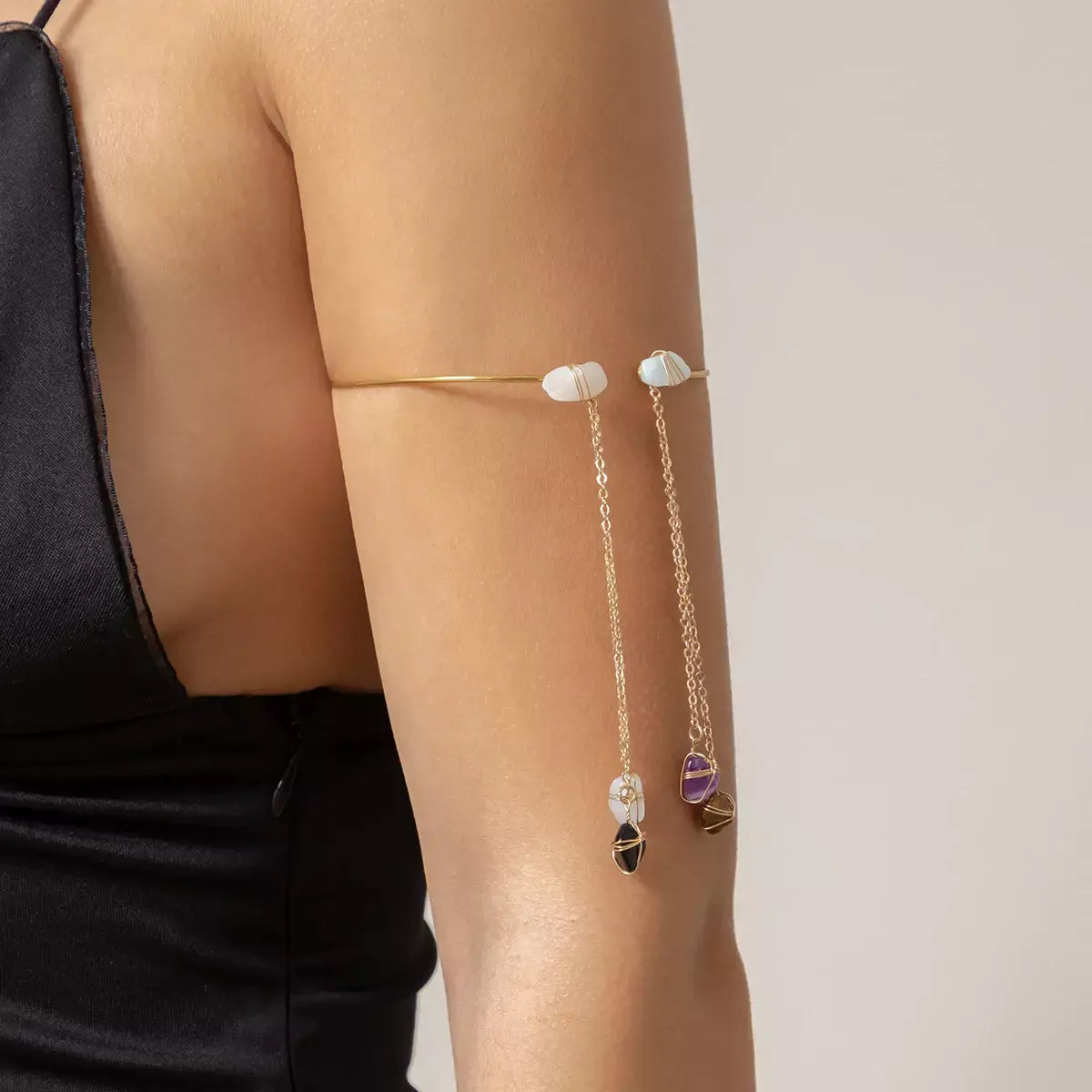 Pastoral Tassel Arm Bracelet | Open Arm Chain Ring
