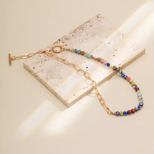 Colorful Glass Bead Toggle Choker