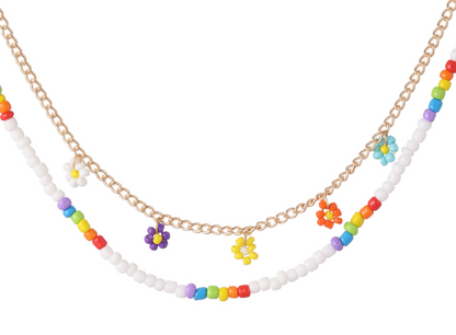 Multi Color Double Layer Beads Necklace