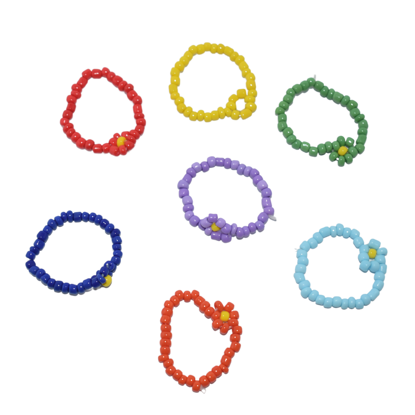 Multicolor Daisy Bead Rings