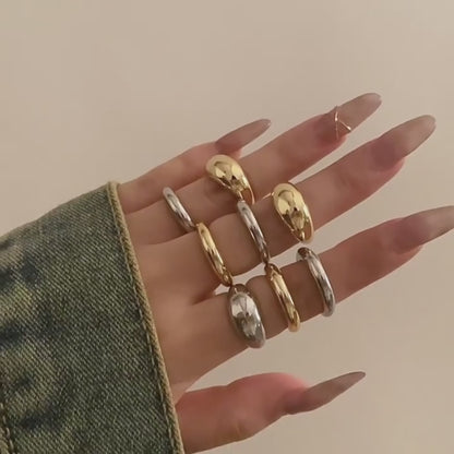 8-Piece Creative Water Drop Ring Set – Geometric Adjustable Rings