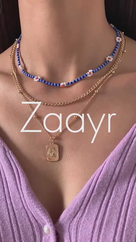 Boho Beaded Flower Layered Necklace