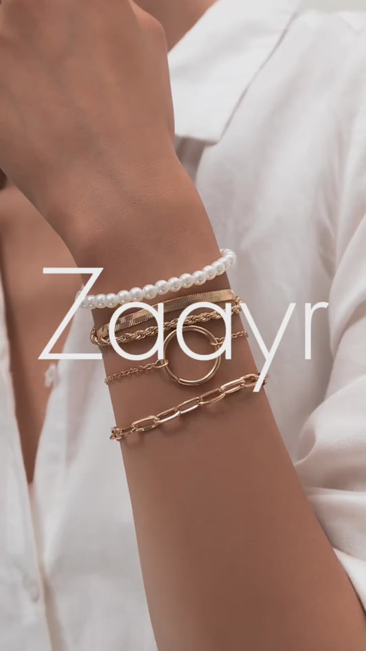 Flat Snake Twist Chain & O-Shaped Buckle Bracelet Set | Silver & Golden